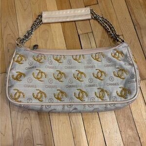 Vintage Cream and Gold Shoulder Bag